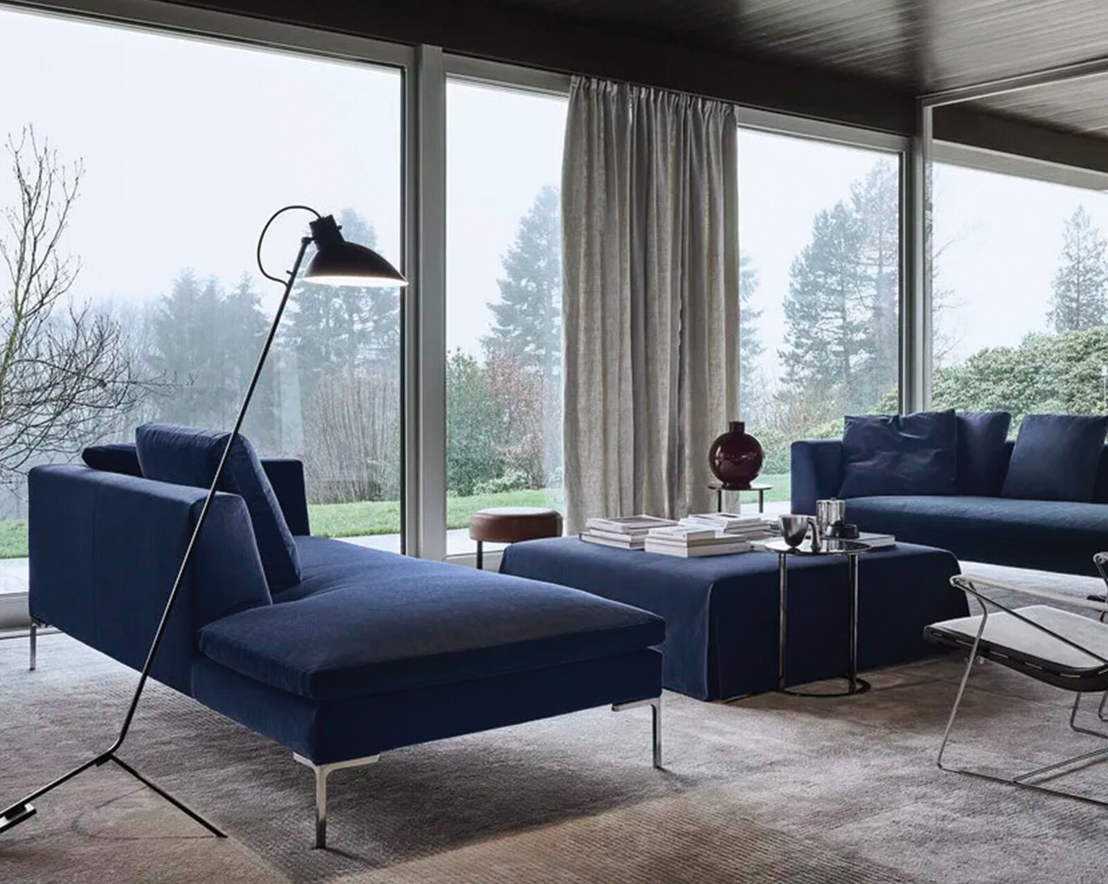 Living room with the Blue Charles Sofa By Antonio Citterio