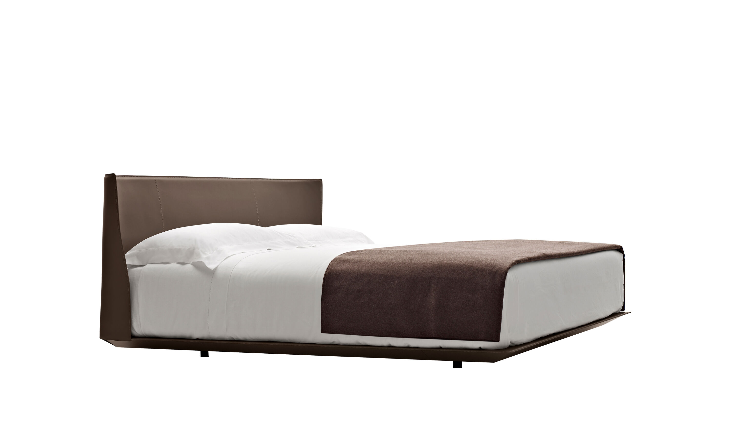 Alys Queen size bed - Dark brown thick leather | B&B Italia