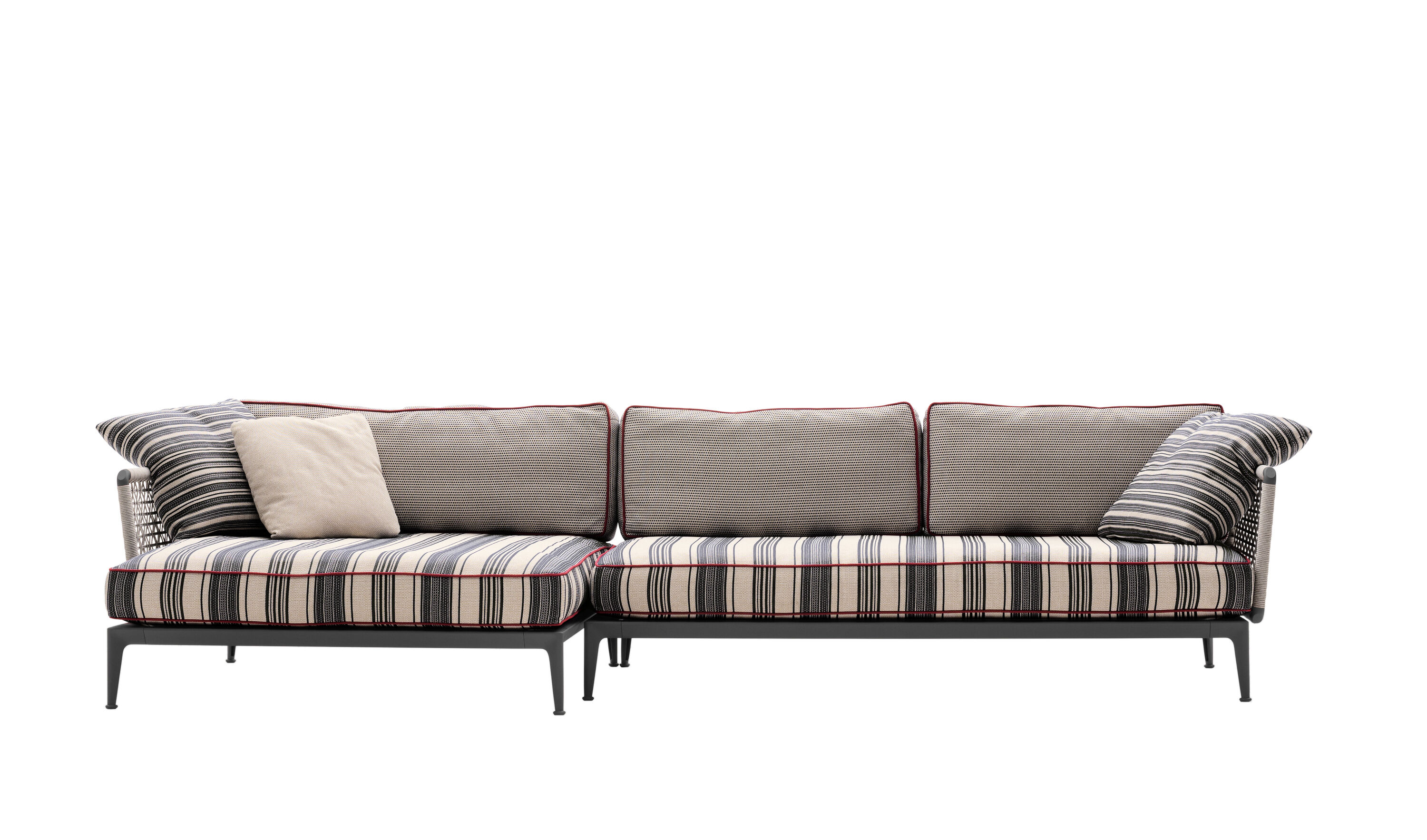 Ribes Sectional sofa - Large stripe black / rope jacquard | B&B