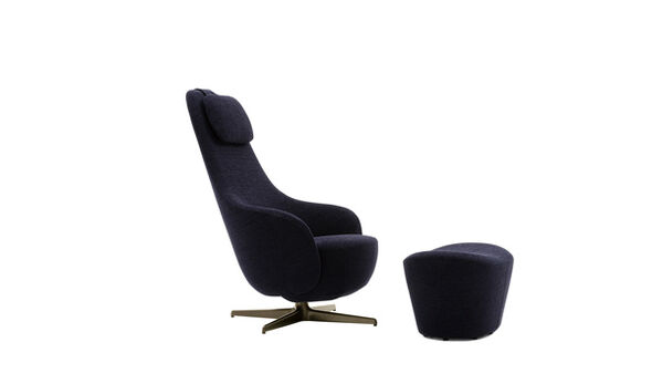 Reclining armchair and footrest - Blue rattier