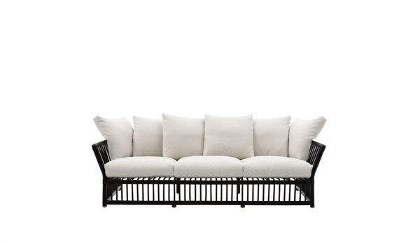 Dreisitzer-Sofa - Larice weiß (schwarzer gefärbter Rattan)