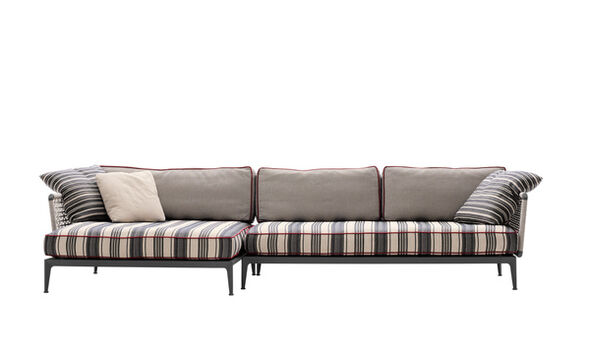 Eckiges Sofa - Jacquard großer strich schwarz / seil