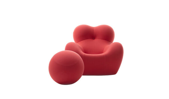 Armchair and ottoman - Coral pink jersey