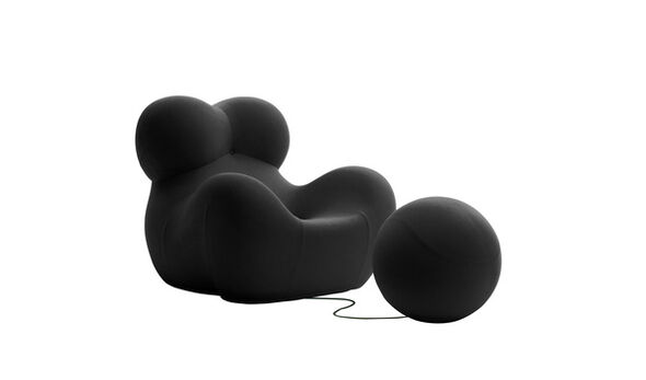 Armchair and ottoman - Black jersey