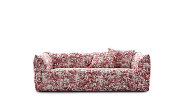 Three-seater sofa - White canvas with red mushroom