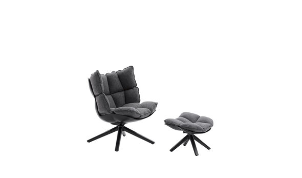 Low armchair and footrest - Anthracite rattier