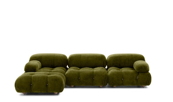 Eckiges Sofa - Chenille olivgrün