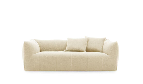 Dreisitzer-Sofa - Bouclè weiß