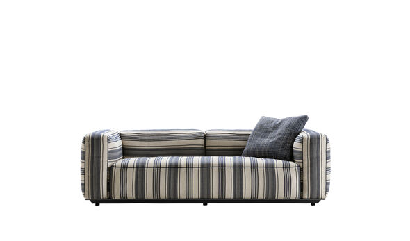 Straight sofa - Large stripe blue / rope jacquard 