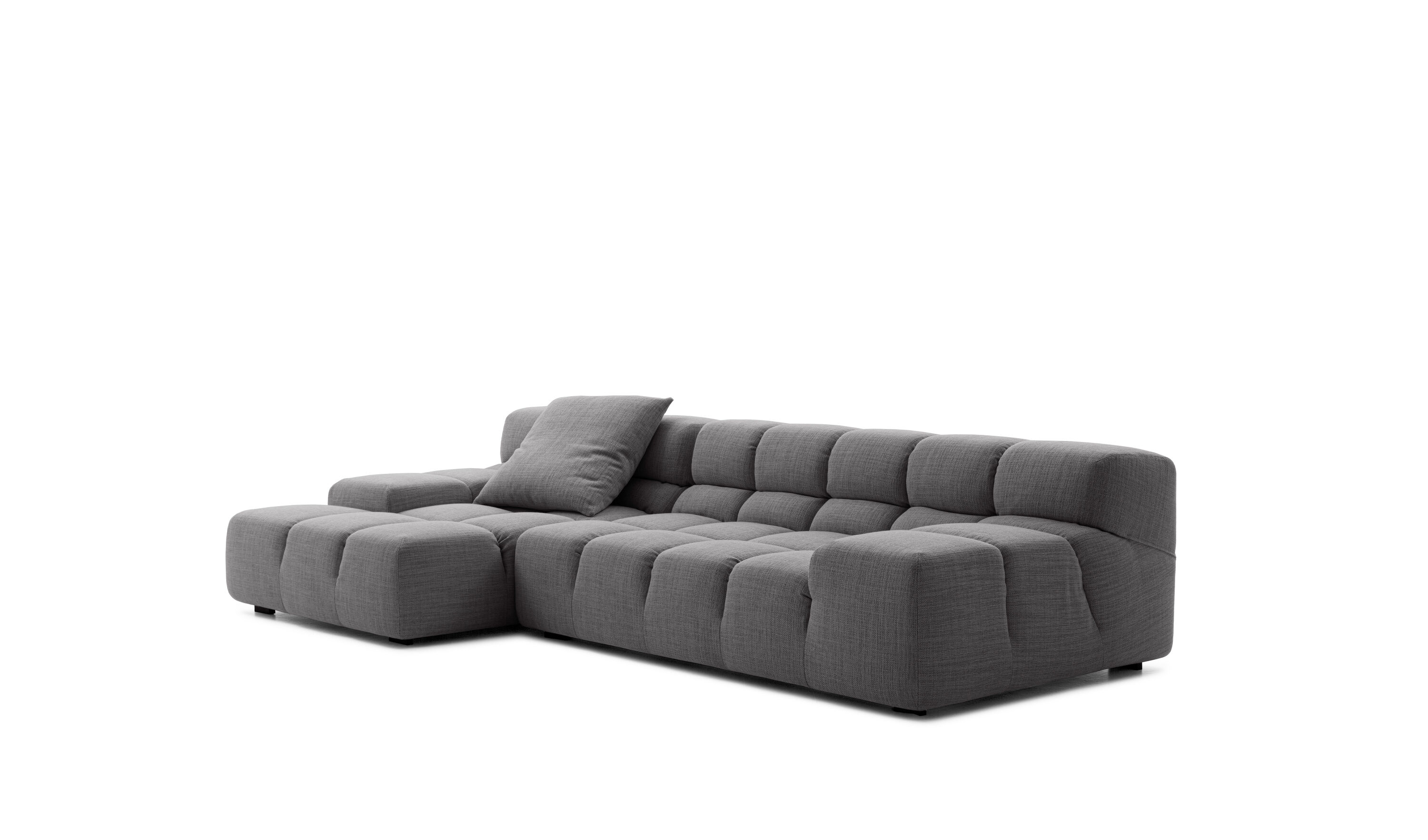 B&B Italiaライトグレー本皮革 クッション 2個セット Tufty-Time Left sectional sofa - Grey rattier | B&B Italia