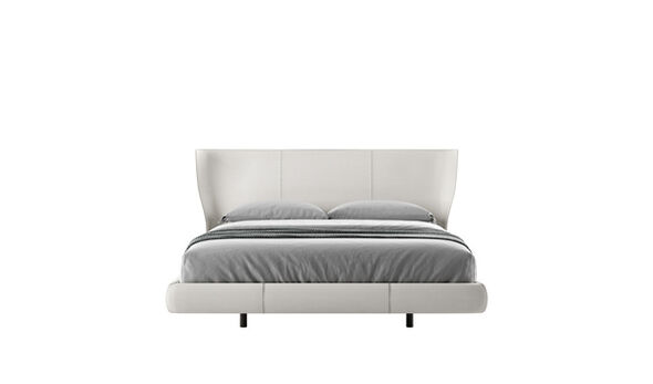 Queen size bed - White thick leather