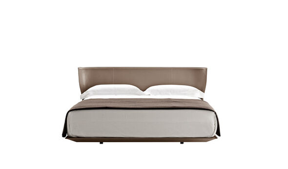 King size bed - Dove grey thick leather
