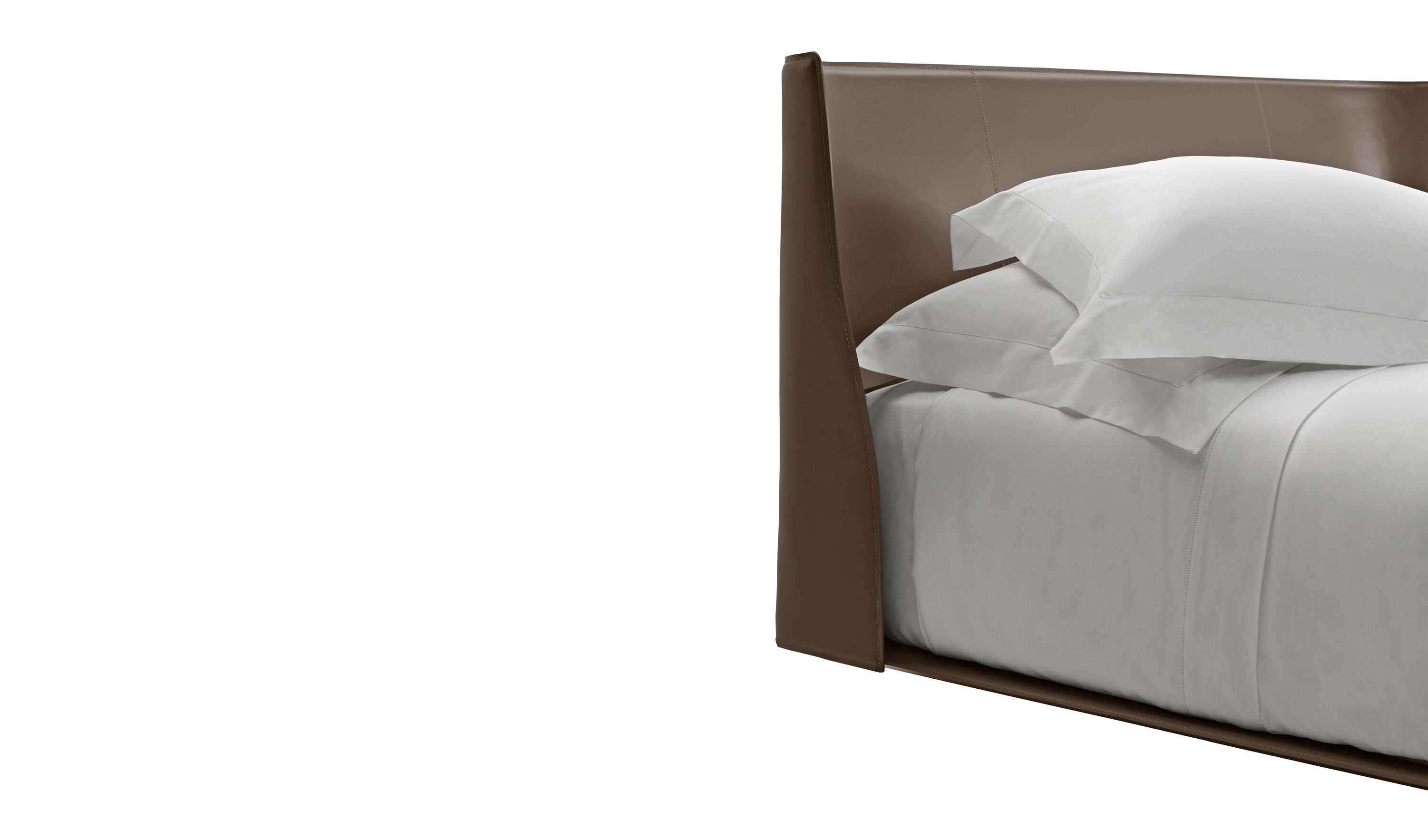 Alys Queen size bed - Dark brown thick leather | B&B Italia