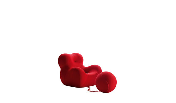 Small armchair and ottoman - Red jersey