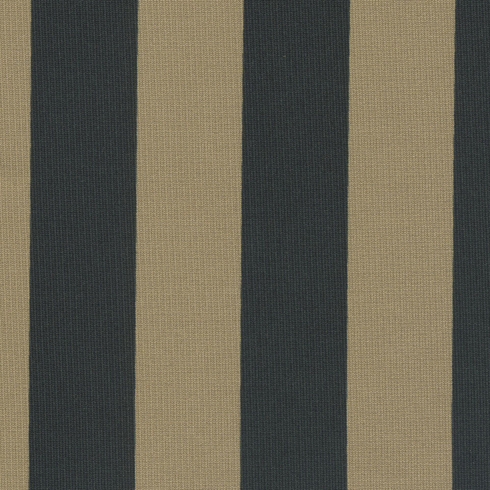 Armchair and ottoman - Striped beige / teal jersey