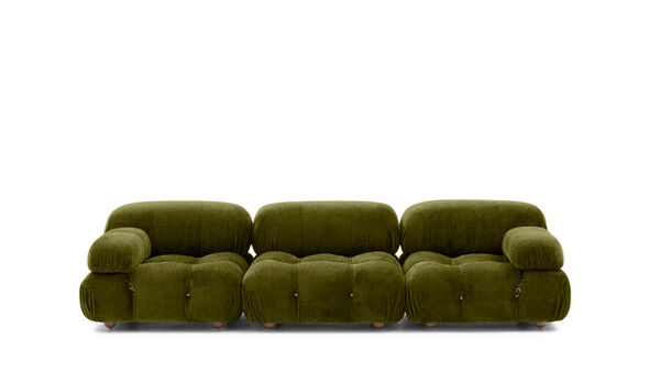 Straight sofa - Olive green chenille 