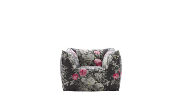 Armchair - Fucsia / yellow flower jacquard