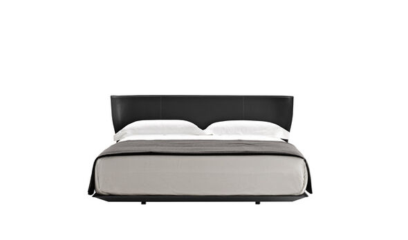 Queen size bed - Black thick leather