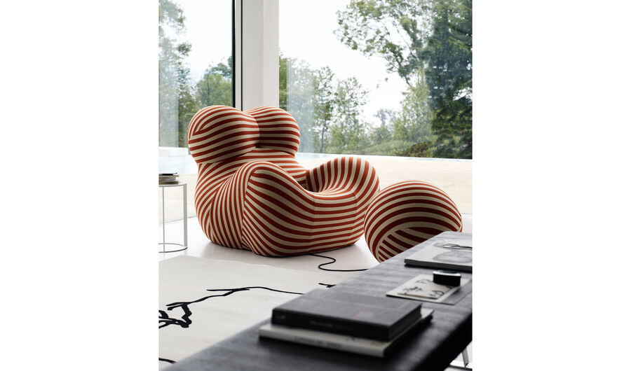 SERIE UP 2000, Armchair Upholstered fabric armchair with footstool By B&B  Italia