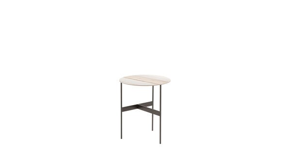 Petite table Ø 42 cm - Grès émaillé blanc