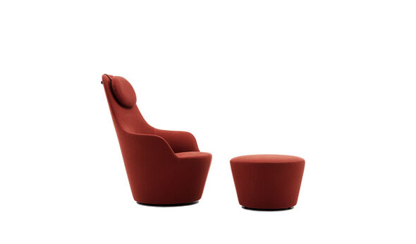 High armchair and footrest - Brick canvas