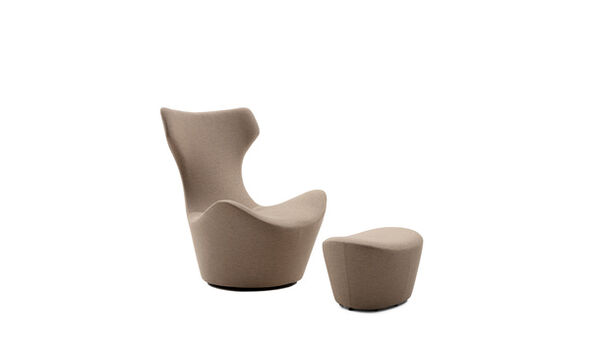 Armchair and footrest - Hazelnut satin