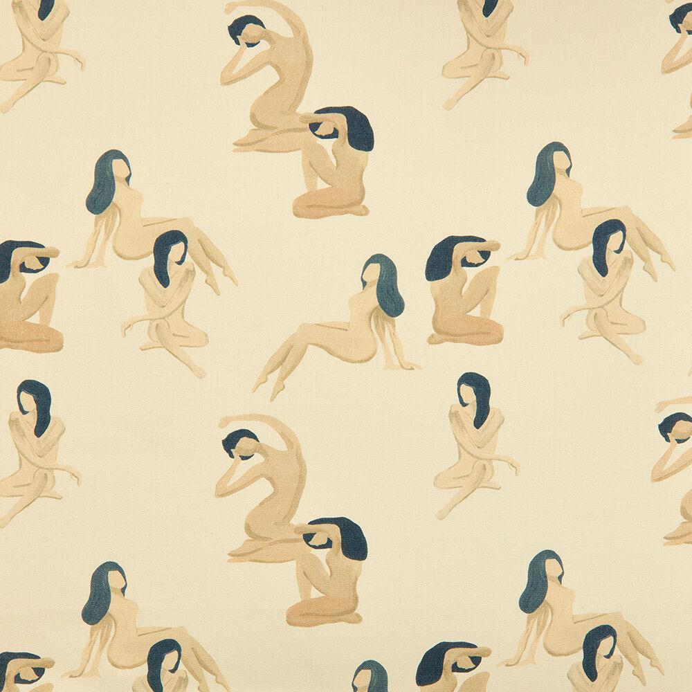 Armchair - Silhouette pattern canvas (black stained rattan)