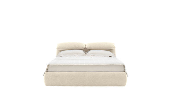 Queen size bed - White bouclè