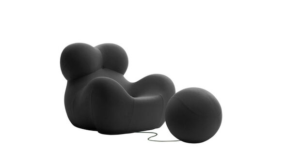 Armchair and ottoman - Graphite jersey