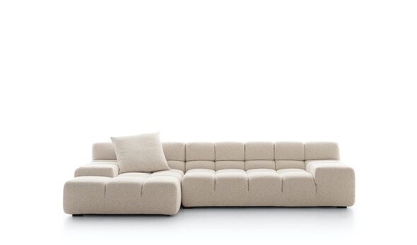 Left sectional sofa - White bouclè