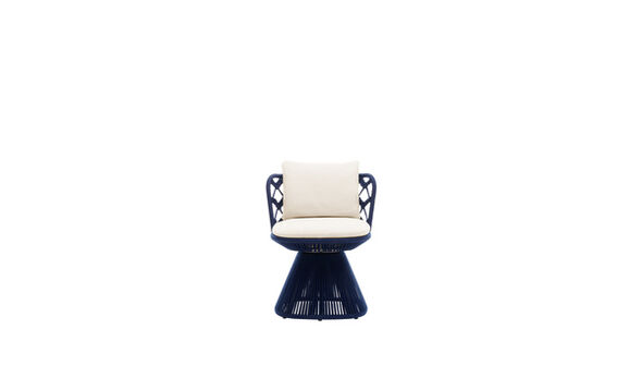 Dining chair - White rattier (night blue interlacing)