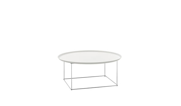 Petite table Ø 92 cm - Métal verni blanc plâtre