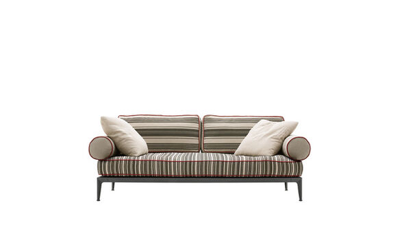 Straight sofa - Narrow stripe black / rope jacquard