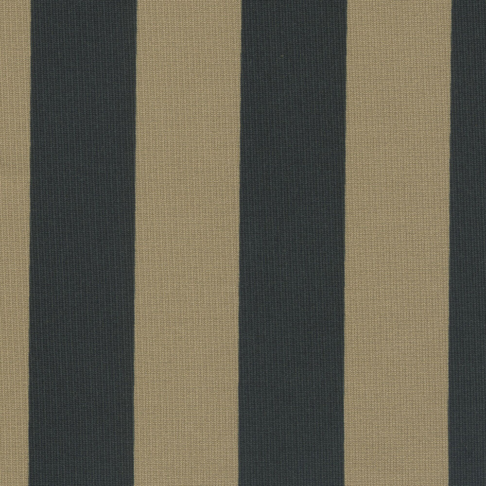 Armchair and ottoman - Striped beige / teal jersey