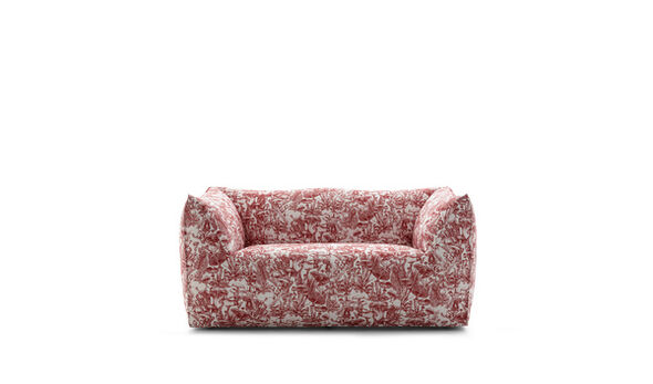 Two-seater sofa - White canvas with red mushroom