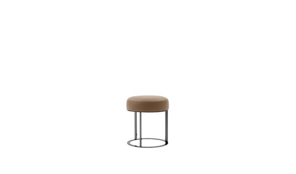 Ottoman with metal frame - Dove grey leather