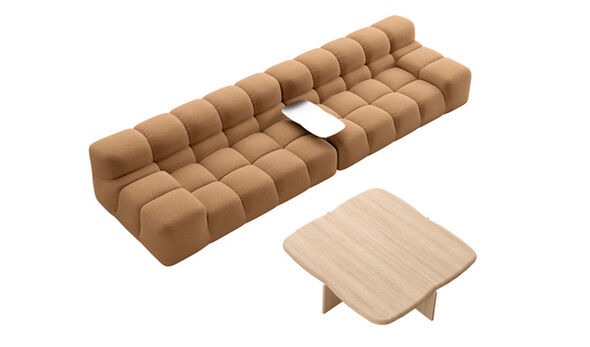 Straight sofa - Brown Bouclè