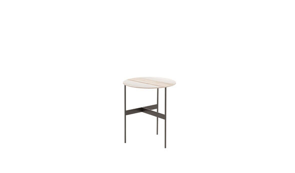 Petite table Ø 42 cm - Grès émaillé blanc