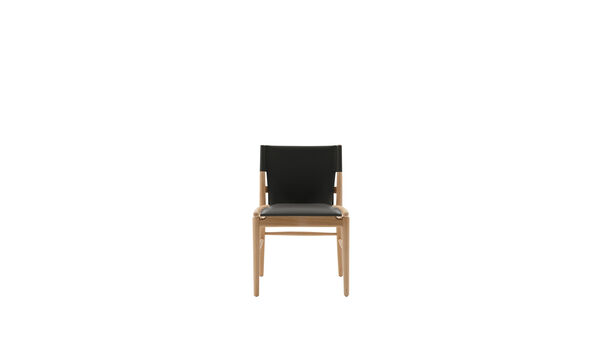 Dining chair - Black thick leather