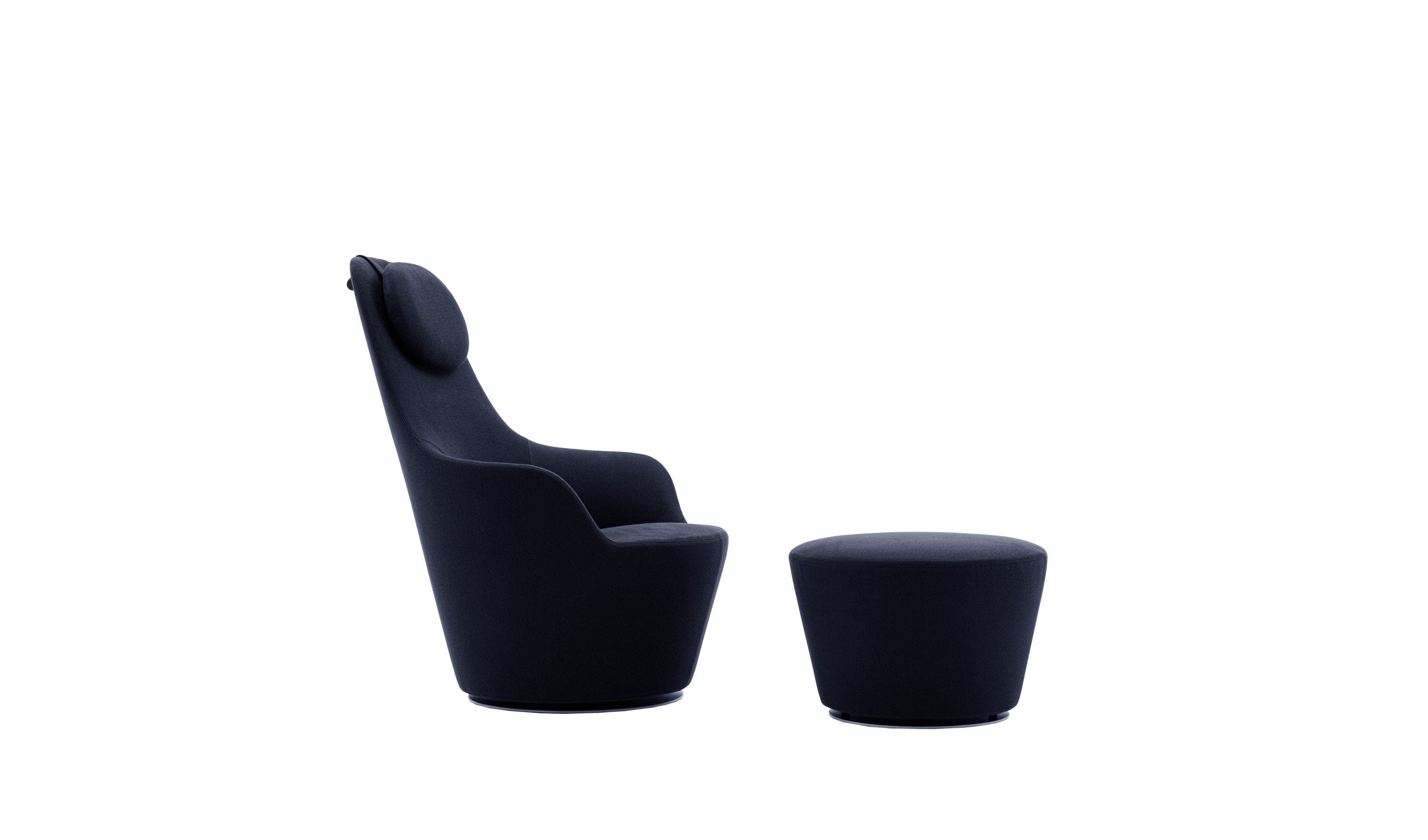 Harbor High armchair and footrest - Blue canvas | B&B Italia