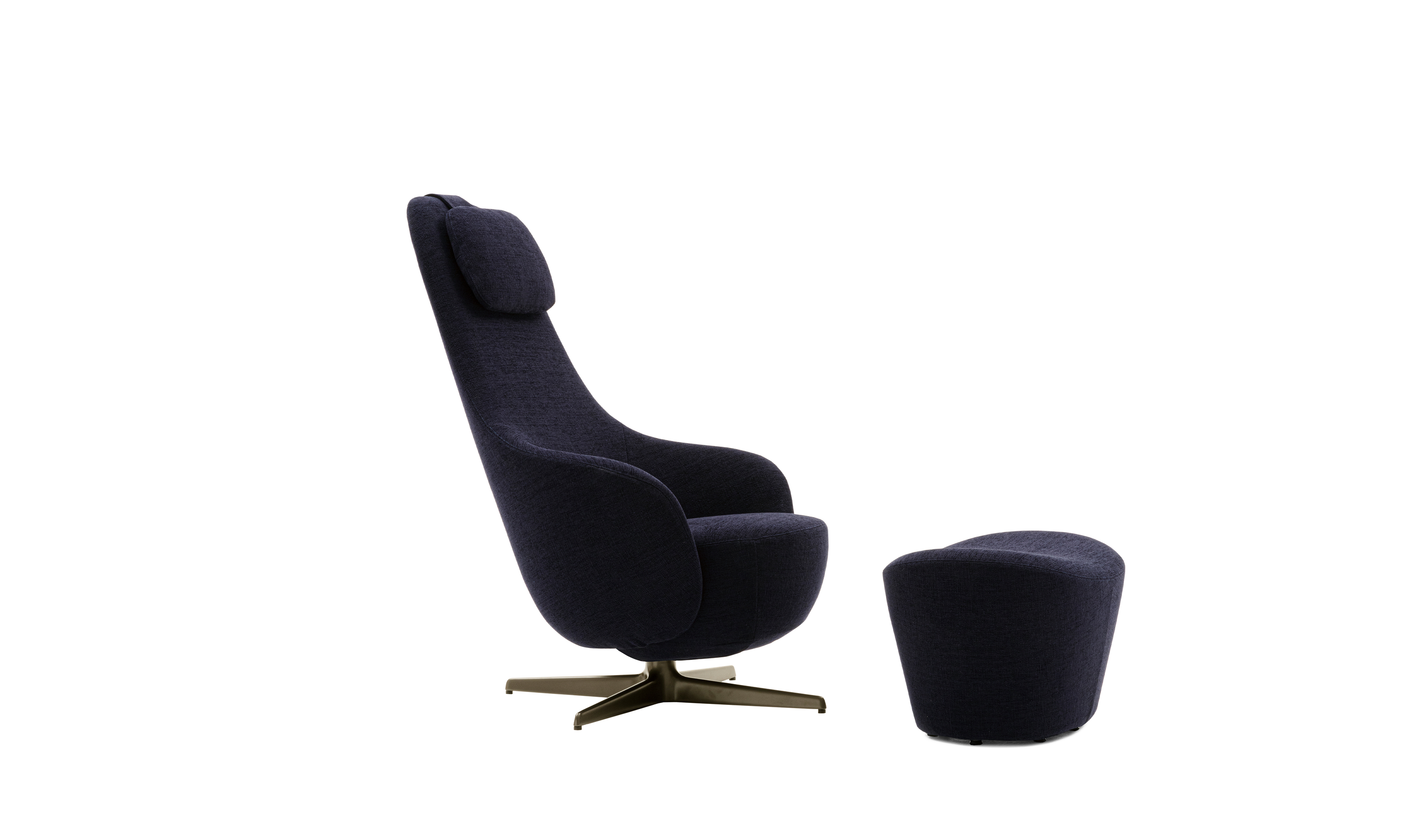 Harbor Laidback Reclining armchair and footrest - Blue rattier